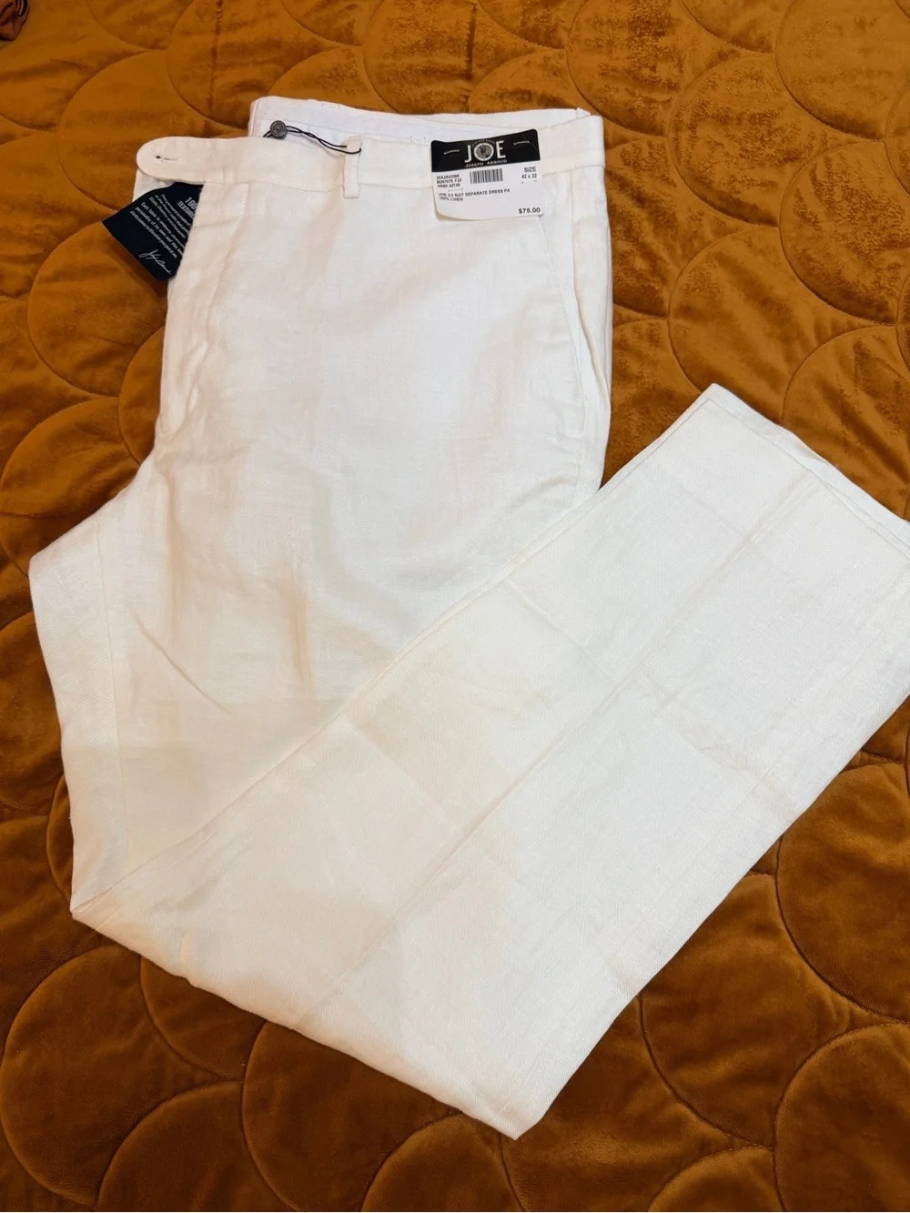 Joie Slim Linen-Blend Men’s White Chinos